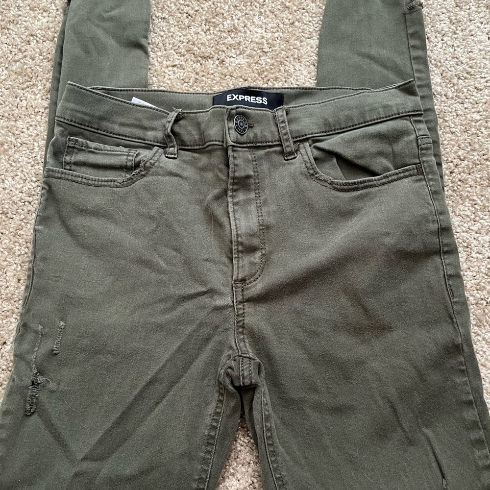 Express Distressed High Rise Skinny Jeans - Picture 2 of 4